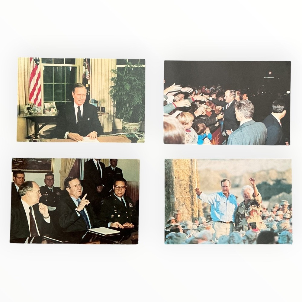 Vintage 1991 George HW Bush Desert Storm Gulf War 4x6 Photo Lot 4 Handwritten ID